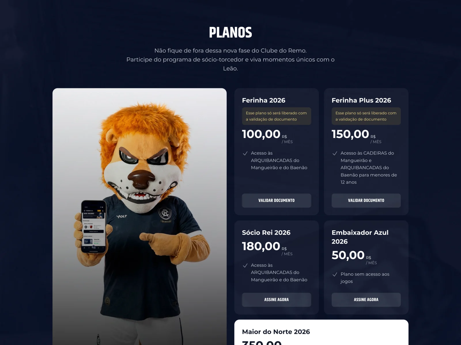 Membership plans on the Fenômeno Azul platform